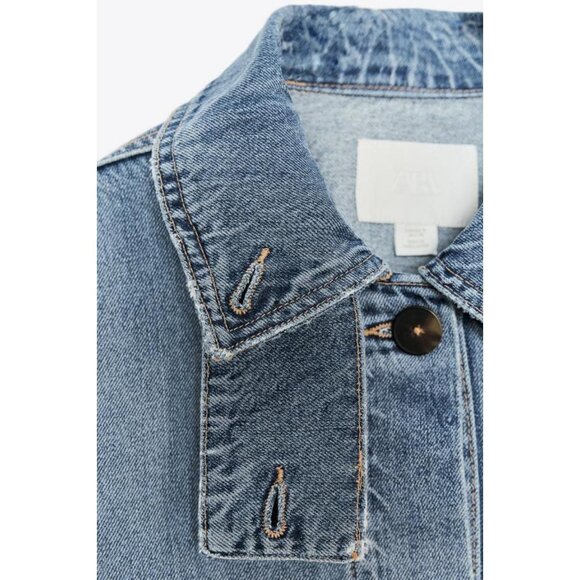 ZARA TRF HIGH NECK DENIM JACKET - Picture 7 of 8